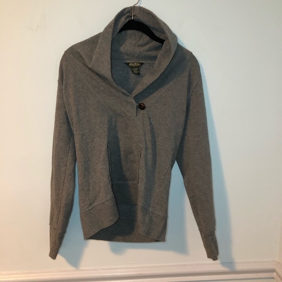 Eddie Bauer Gray Long Sleeve Sweater with Pocket - Picture 2 of 6